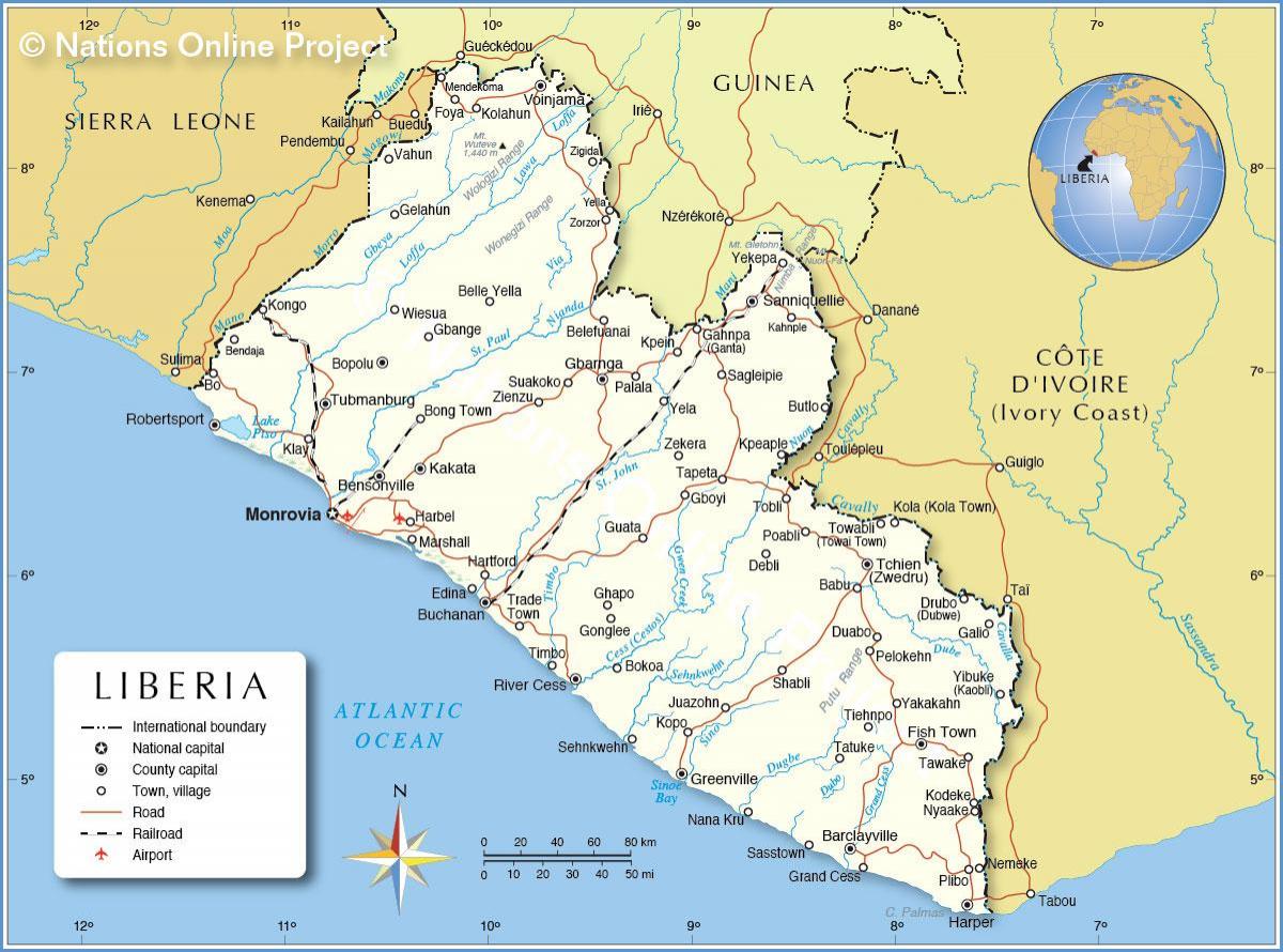 Liberya Batı Afrika haritası 