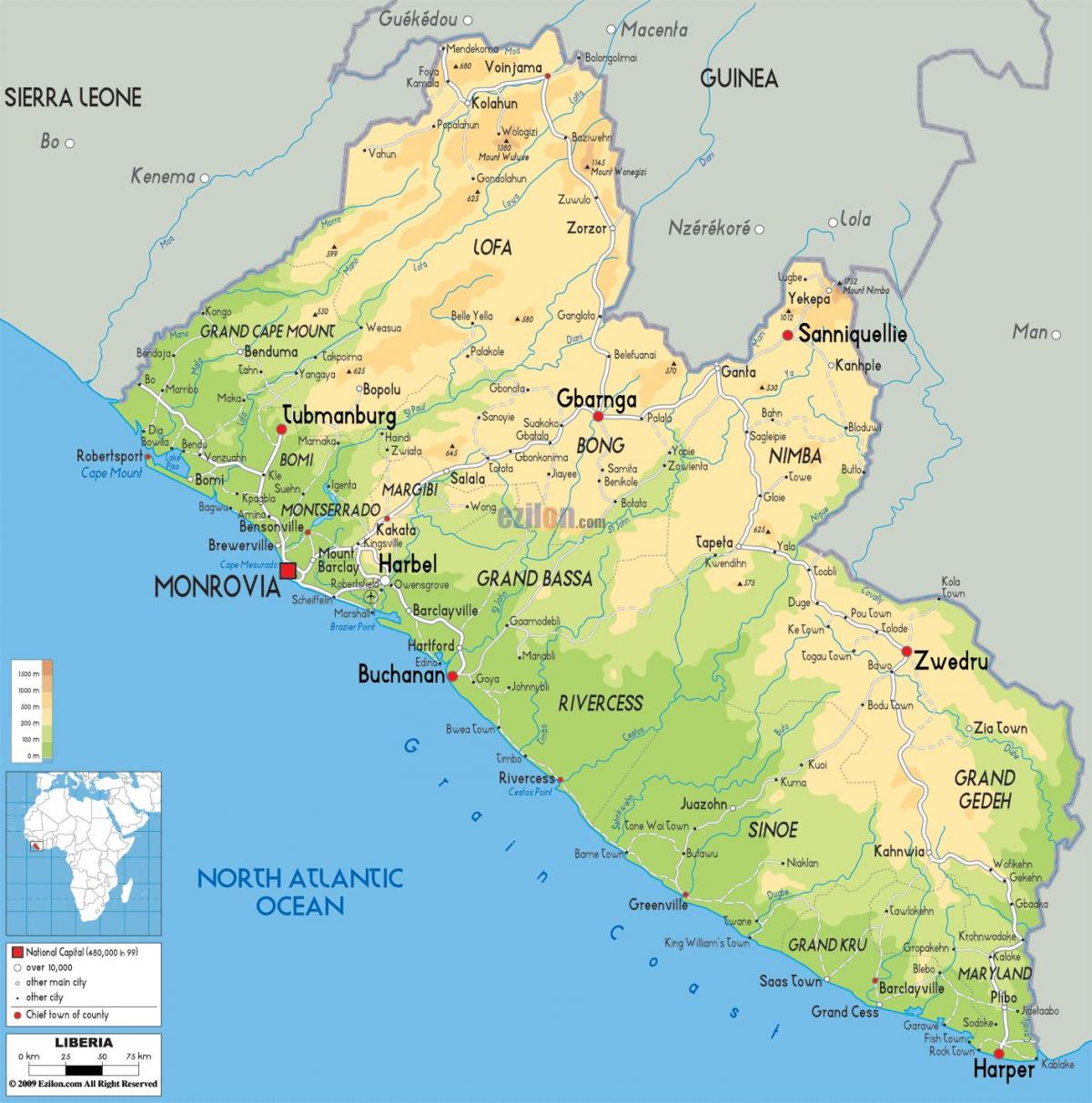 Liberya haritası çizmek 